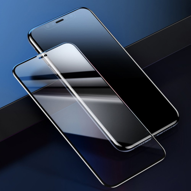 Baseus viso ekrano grūdintas stiklas su rėmeliu 0.23mm 9H iPhone 11 / iPhone XR 2 vnt + padėties nustatymo reguliatorius...