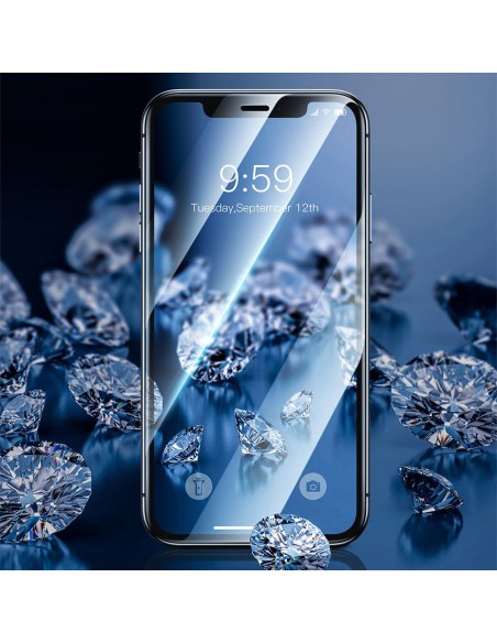 Baseus viso ekrano grūdintas stiklas su rėmeliu 0.23mm 9H iPhone 11 / iPhone XR 2 vnt + padėties nustatymo reguliatorius...