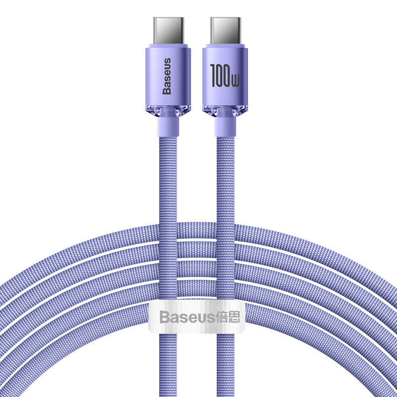Laido laidas greitam įkrovimui ir duomenų perdavimui USB-C USB-C 100W 2m violetinė
