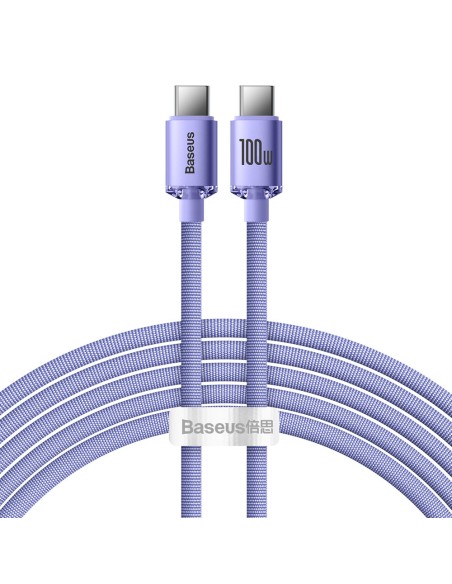 Laido laidas greitam įkrovimui ir duomenų perdavimui USB-C USB-C 100W 2m violetinė Laido laidas greitam įkrovimui ir duomenų perdavimui USB-C USB-C 100W 2m violetinė