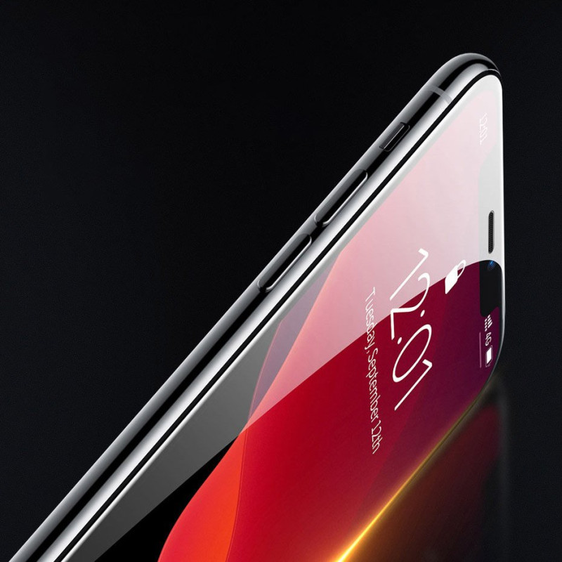 Baseus viso ekrano grūdintas stiklas su rėmeliu 0.23mm 9H iPhone 11 / iPhone XR 2 vnt + padėties nustatymo reguliatorius...