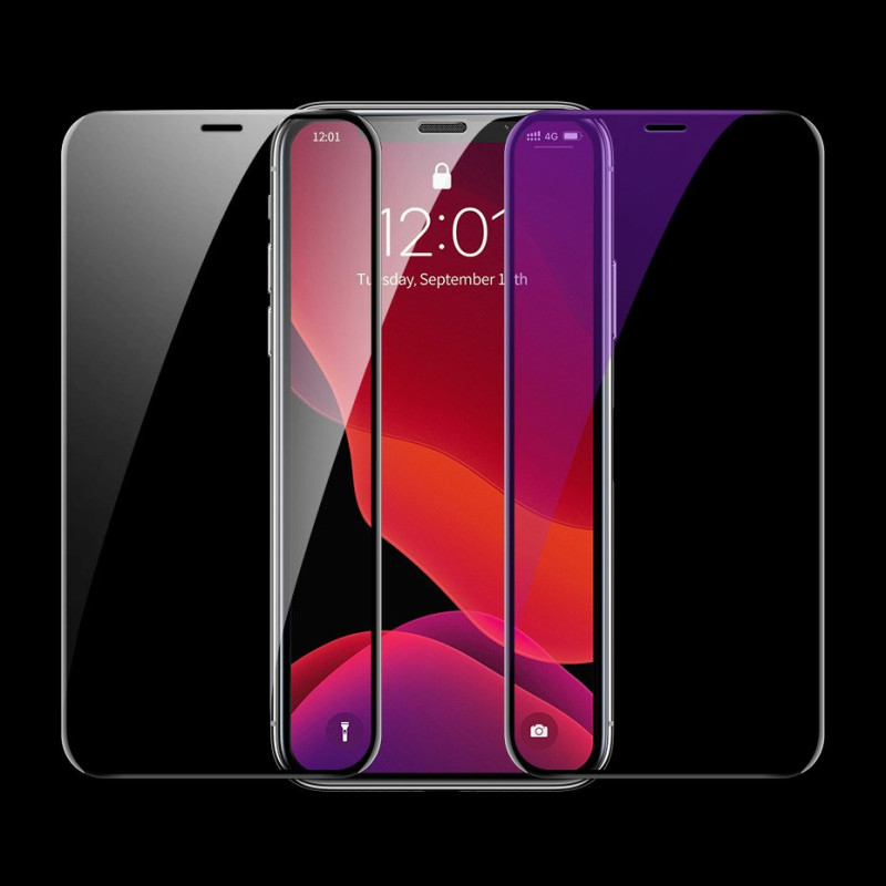 Baseus viso ekrano grūdintas stiklas su rėmeliu 0.23mm 9H iPhone 11 / iPhone XR 2 vnt + padėties nustatymo reguliatorius...