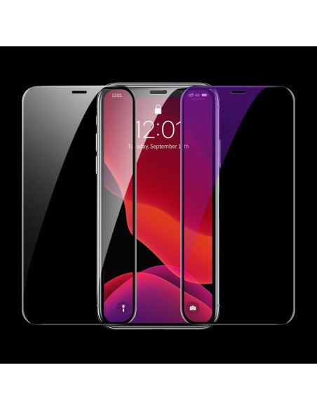 Baseus viso ekrano grūdintas stiklas su rėmeliu 0.23mm 9H iPhone 11 / iPhone XR 2 vnt + padėties nustatymo reguliatorius...