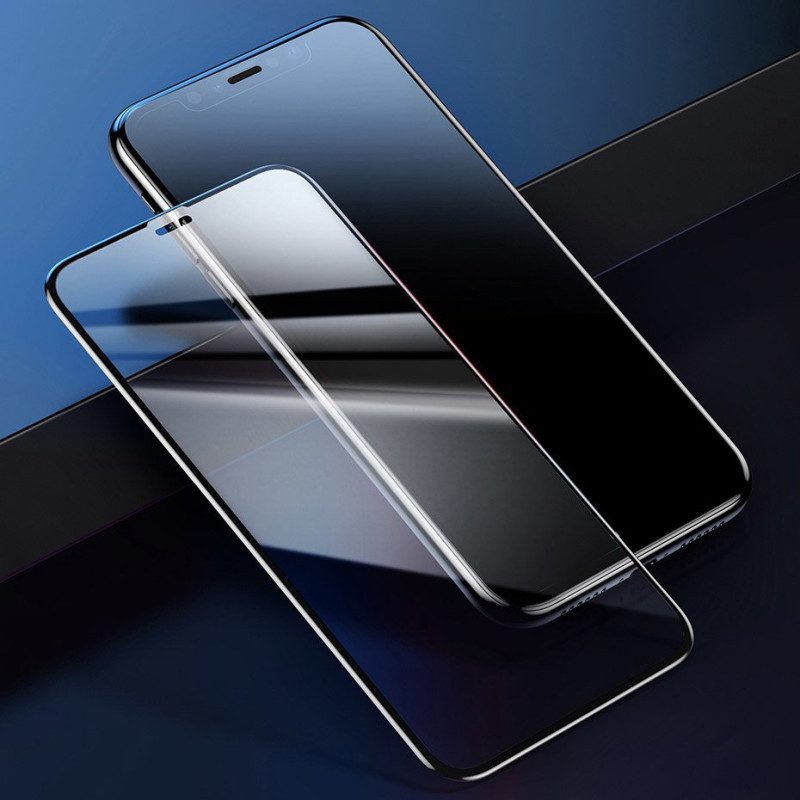 Baseus viso ekrano grūdintas stiklas su rėmeliu 0.23mm 9H iPhone 11 / iPhone XR 2 vnt + padėties nustatymo reguliatorius...