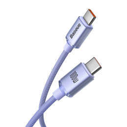 Laido laidas greitam įkrovimui ir duomenų perdavimui USB-C USB-C 100W 2m violetinė