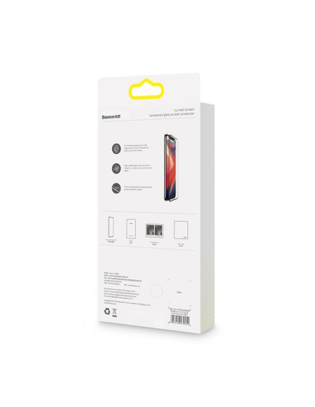 Baseus viso ekrano grūdintas stiklas su rėmeliu 0.23mm 9H iPhone 11 / iPhone XR 2 vnt + padėties nustatymo reguliatorius...