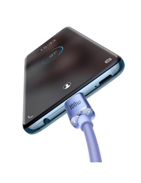 Laido laidas greitam įkrovimui ir duomenų perdavimui USB-C USB-C 100W 2m violetinė Laido laidas greitam įkrovimui ir duomenų perdavimui USB-C USB-C 100W 2m violetinė