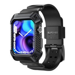 Supcase Unicorn Beetle Pro dėklas su dirželiu, skirtas Apple Watch 4/ 5/ 6/ 7/ 8/ SE (44/ 45 mm) – juodas