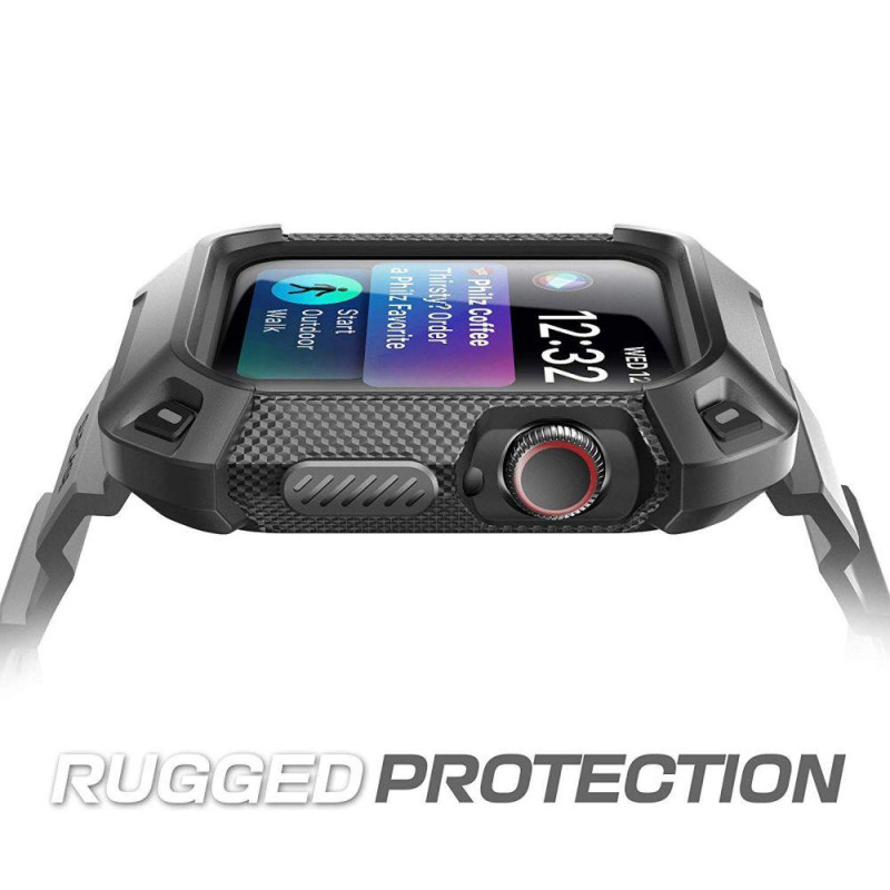 Supcase Unicorn Beetle Pro dėklas su dirželiu, skirtas Apple Watch 4/ 5/ 6/ 7/ 8/ SE (44/ 45 mm) – juodas