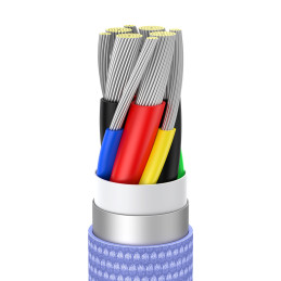 Laido laidas greitam įkrovimui ir duomenų perdavimui USB-C USB-C 100W 2m violetinė