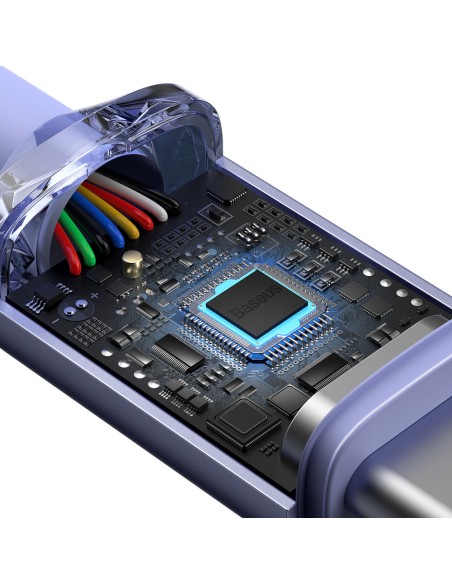 Laido laidas greitam įkrovimui ir duomenų perdavimui USB-C USB-C 100W 2m violetinė Laido laidas greitam įkrovimui ir duomenų perdavimui USB-C USB-C 100W 2m violetinė