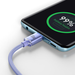 Laido laidas greitam įkrovimui ir duomenų perdavimui USB-C USB-C 100W 2m violetinė