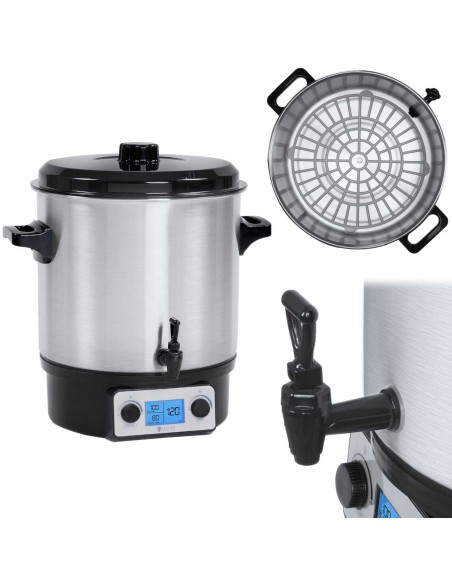 Šildytuvas karštam vynui su čiaupu, LCD laikmatis, nerūdijantis plienas 2000W 27L Šildytuvas karštam vynui su čiaupu, LCD laikmatis, nerūdijantis plienas 2000W 27L