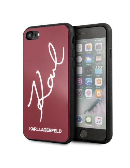 Karl Lagerfeld Signature Glitter dėklas, skirtas iPhone 7 / 8 / SE 2020 / SE 2022 - raudonas Karl Lagerfeld Signature Glitter dėklas, skirtas iPhone 7 / 8 / SE 2020 / SE 2022 - raudonas