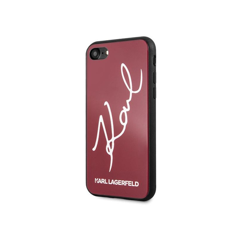 Karl Lagerfeld Signature Glitter dėklas, skirtas iPhone 7 / 8 / SE 2020 / SE 2022 - raudonas
