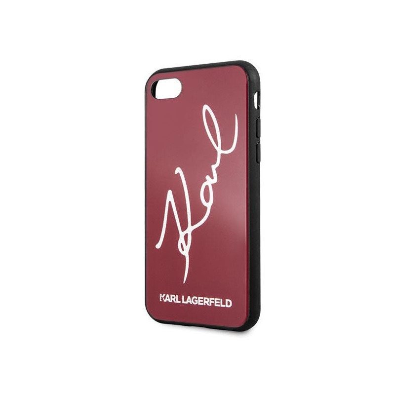 Karl Lagerfeld Signature Glitter dėklas, skirtas iPhone 7 / 8 / SE 2020 / SE 2022 - raudonas
