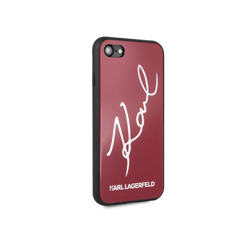 Karl Lagerfeld Signature Glitter dėklas, skirtas iPhone 7 / 8 / SE 2020 / SE 2022 - raudonas