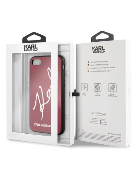Karl Lagerfeld Signature Glitter dėklas, skirtas iPhone 7 / 8 / SE 2020 / SE 2022 - raudonas Karl Lagerfeld Signature Glitter dėklas, skirtas iPhone 7 / 8 / SE 2020 / SE 2022 - raudonas