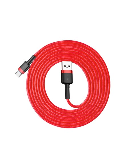 Patvarus lankstus laidas USB laidas USB-C QC3.0 2A 2M raudonas