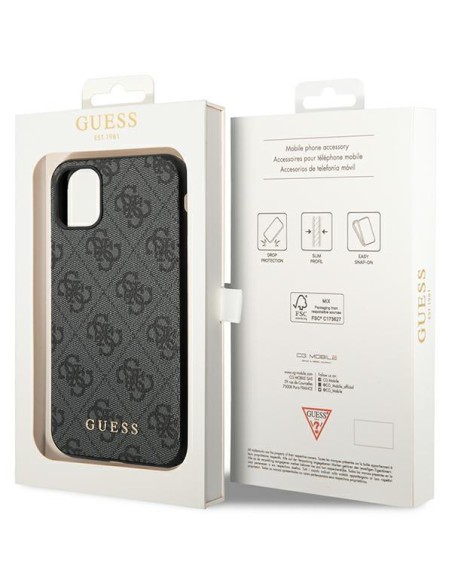 Guess 4G Collection dėklas, skirtas iPhone 11 / Xr - pilkas Guess 4G Collection dėklas, skirtas iPhone 11 / Xr - pilkas