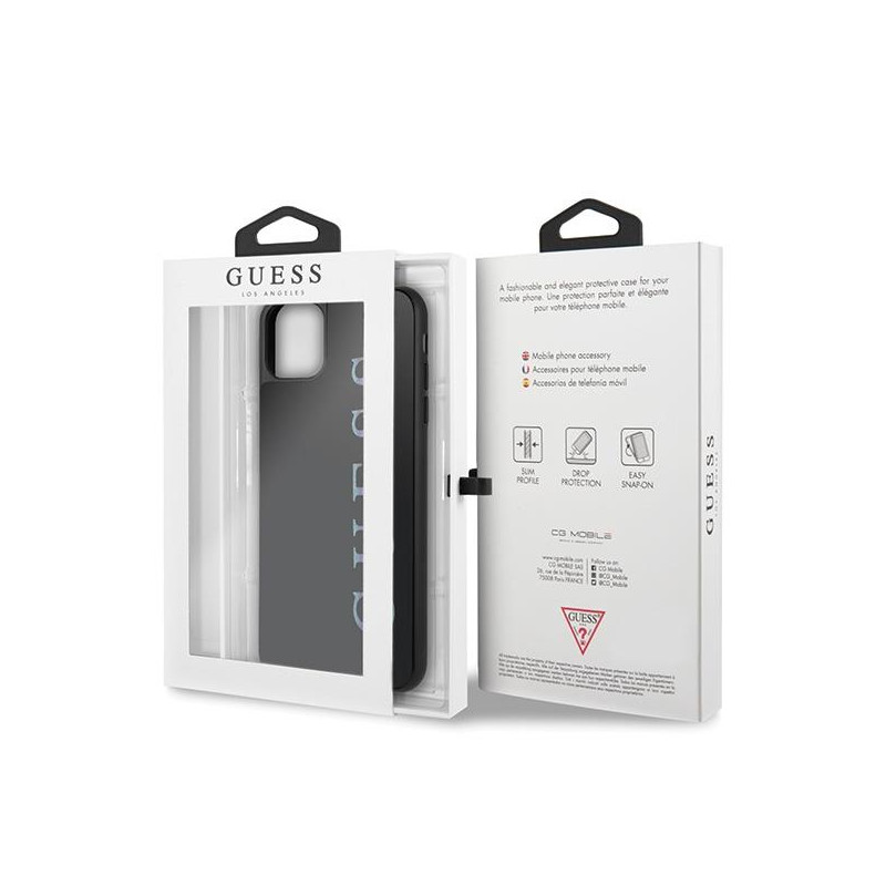 Guess Glitter Logo dėklas, skirtas iPhone 11 Pro Max - juodas