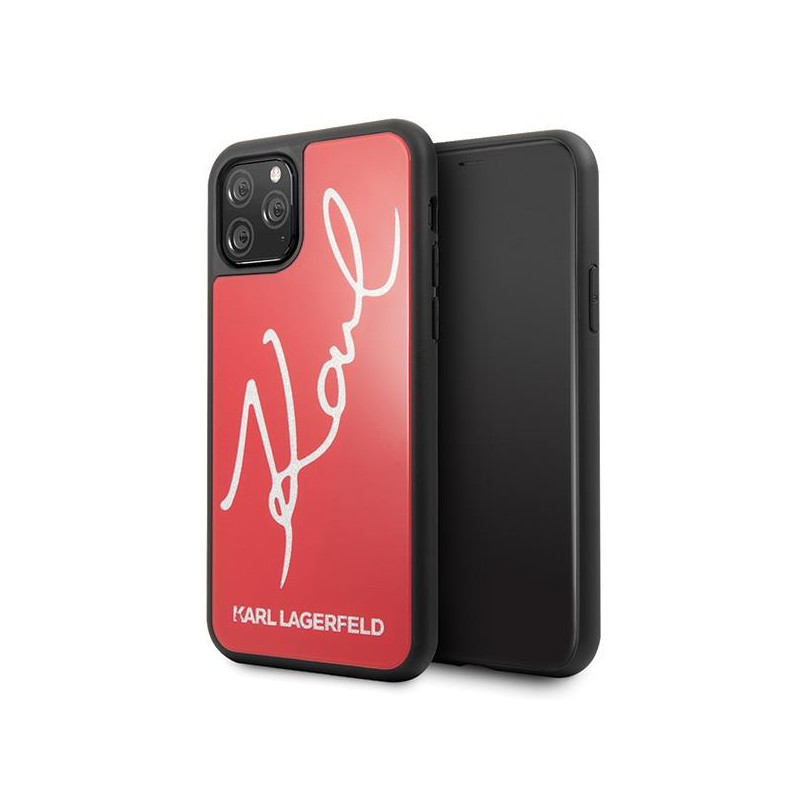 Karl Lagerfeld Signature Glitter dėklas iPhone 11 Pro - raudonas Karl Lagerfeld Signature Glitter dėklas iPhone 11 Pro - raudonas