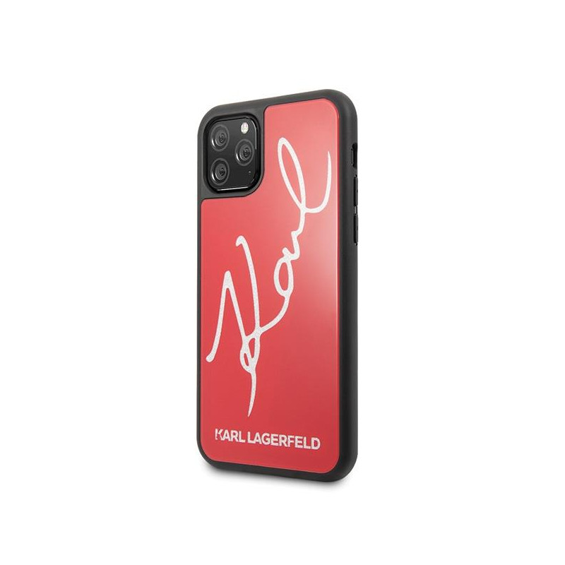 Karl Lagerfeld Signature Glitter dėklas iPhone 11 Pro - raudonas