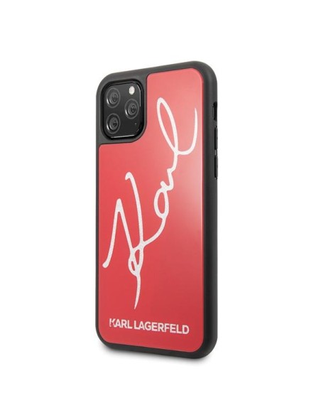 Karl Lagerfeld Signature Glitter dėklas iPhone 11 Pro - raudonas