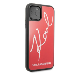 Karl Lagerfeld Signature Glitter dėklas iPhone 11 Pro - raudonas