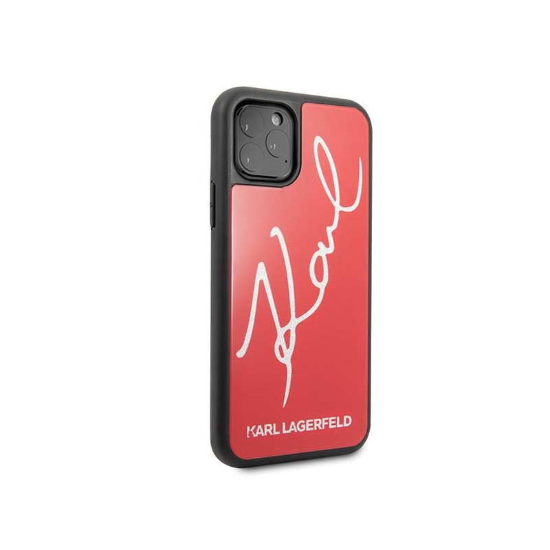 Karl Lagerfeld Signature Glitter dėklas iPhone 11 Pro - raudonas