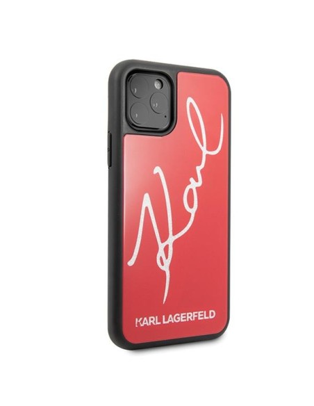 Karl Lagerfeld Signature Glitter dėklas iPhone 11 Pro - raudonas