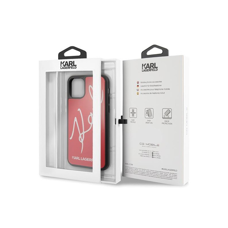 Karl Lagerfeld Signature Glitter dėklas iPhone 11 Pro - raudonas