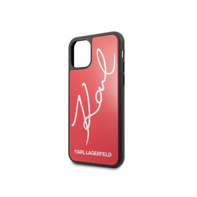 Karl Lagerfeld Signature Glitter dėklas, skirtas iPhone 11 Pro Max – raudonas