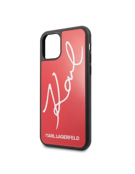 Karl Lagerfeld Signature Glitter dėklas, skirtas iPhone 11 Pro Max – raudonas Karl Lagerfeld Signature Glitter dėklas, skirtas iPhone 11 Pro Max – raudonas