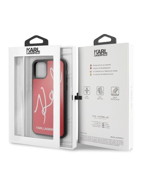 Karl Lagerfeld Signature Glitter dėklas, skirtas iPhone 11 Pro Max – raudonas Karl Lagerfeld Signature Glitter dėklas, skirtas iPhone 11 Pro Max – raudonas