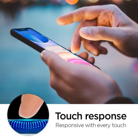 Spigen ALM Glass FC grūdintas stiklas skirtas iPhone 11 / XR - juodas Spigen ALM Glass FC grūdintas stiklas skirtas iPhone 11 / XR - juodas