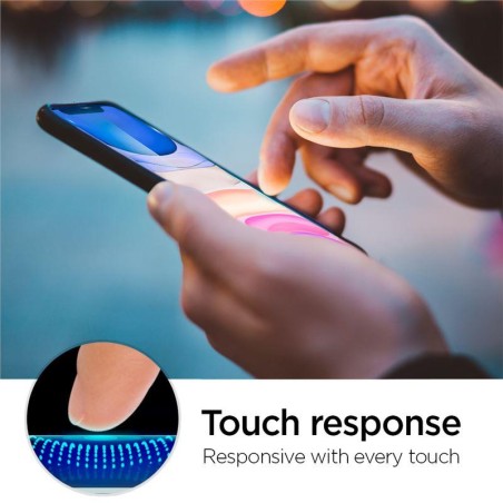 Spigen ALM Glass FC grūdintas stiklas skirtas iPhone 11 / XR - juodas Spigen ALM Glass FC grūdintas stiklas skirtas iPhone 11 / XR - juodas