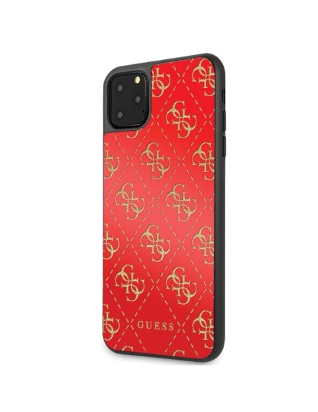 Guess 4G Double Layer Glitter dėklas, skirtas iPhone 11 Pro Max – raudonas