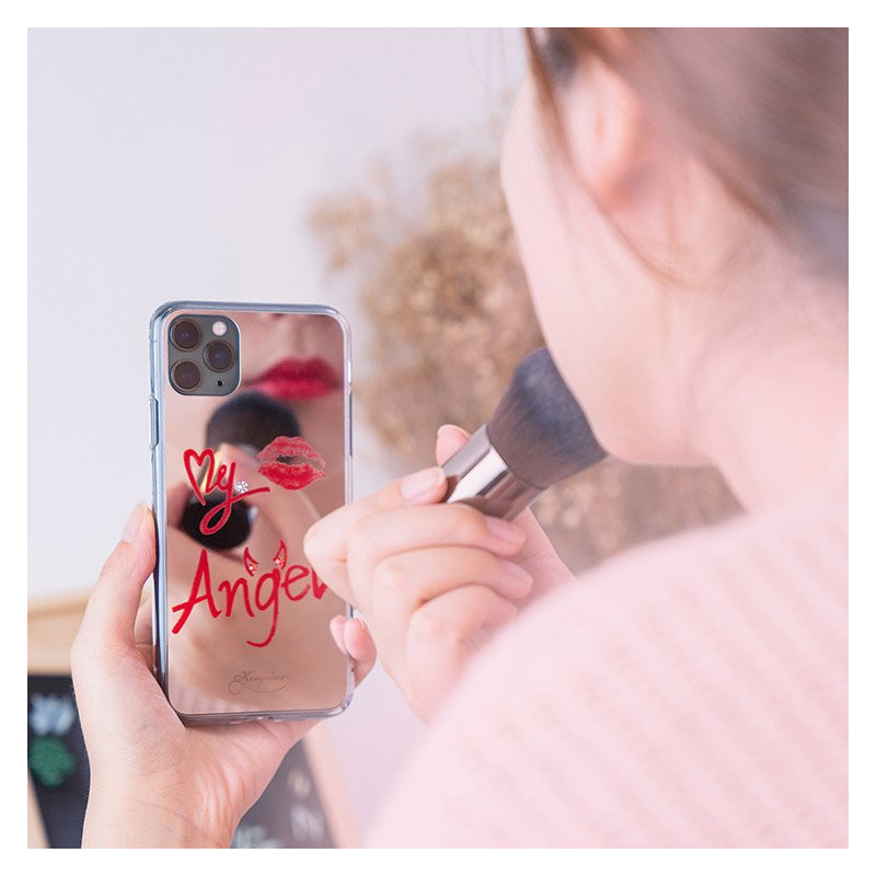Kingxbar Angel veidrodžio dėklas dekoruotas originaliais Swarovski kristalais iPhone 11 Pro Max veidrodis skaidrus