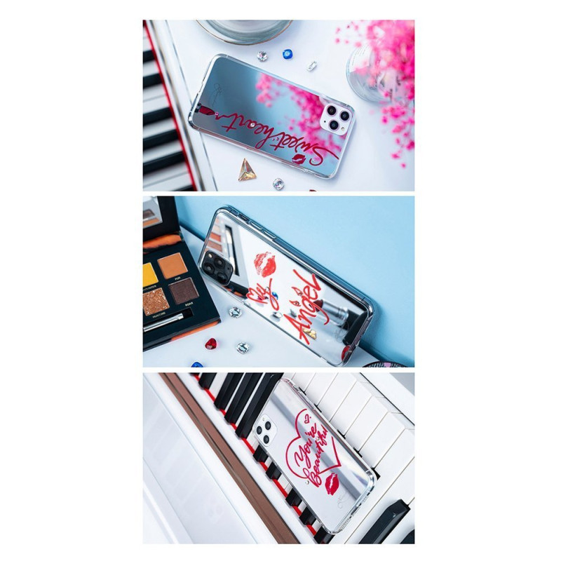 Kingxbar Angel veidrodžio dėklas dekoruotas originaliais Swarovski kristalais iPhone 11 Pro Max veidrodis skaidrus