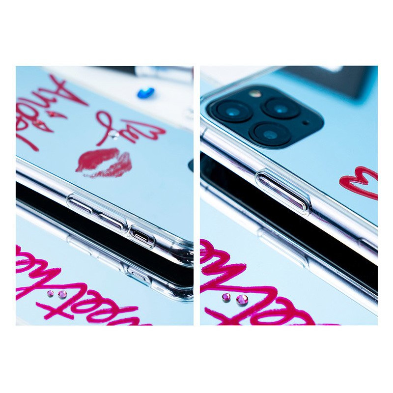 Kingxbar Angel veidrodžio dėklas dekoruotas originaliais Swarovski kristalais iPhone 11 Pro Max veidrodis skaidrus