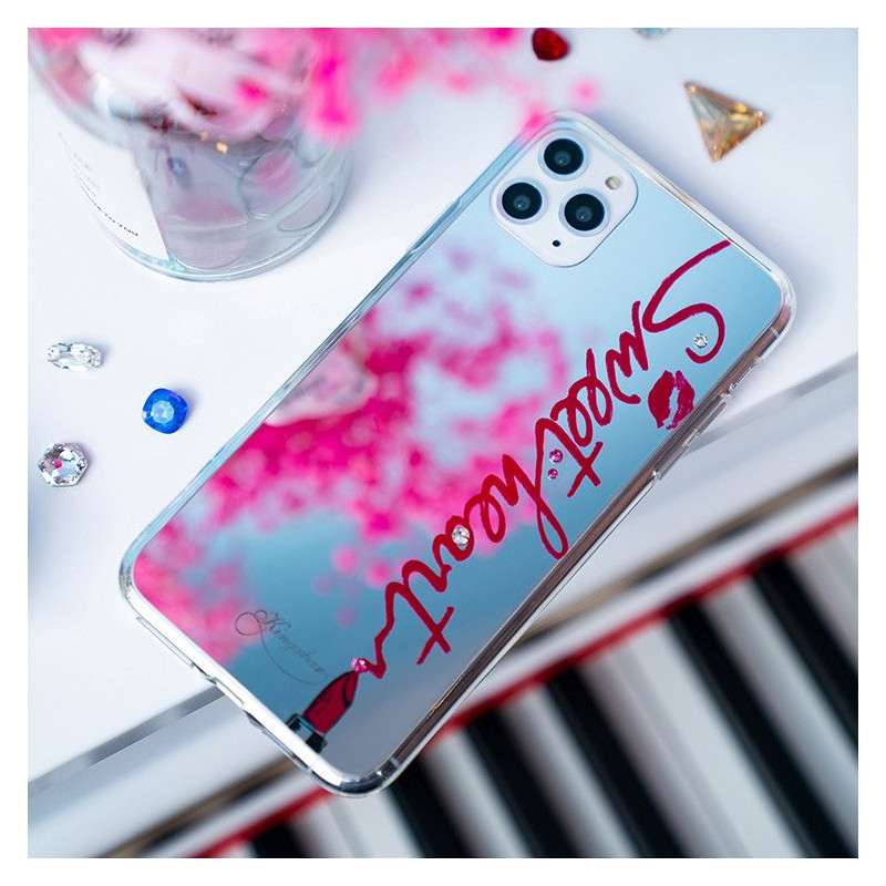 Kingxbar Angel veidrodžio dėklas dekoruotas originaliais Swarovski kristalais iPhone 11 Pro Max veidrodis skaidrus