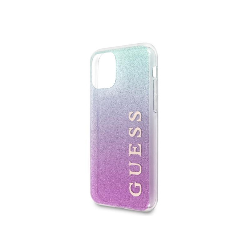 Guess Glitter Gradient dėklas, skirtas iPhone 11 Pro Max - rožinė ir mėlyna