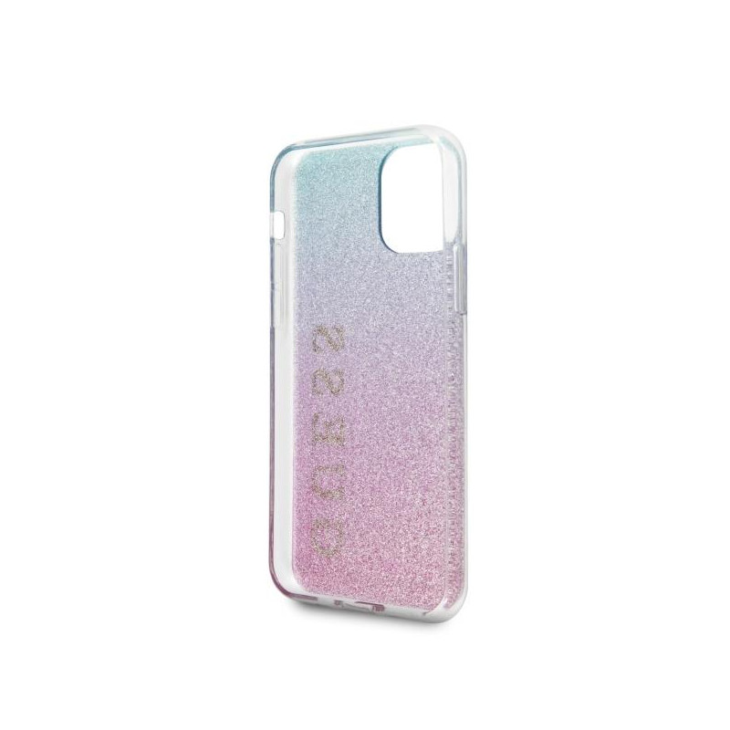 Guess Glitter Gradient dėklas, skirtas iPhone 11 Pro Max - rožinė ir mėlyna