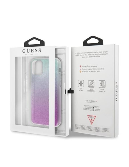 Guess Glitter Gradient dėklas, skirtas iPhone 11 Pro Max - rožinė ir mėlyna Guess Glitter Gradient dėklas, skirtas iPhone 11 Pro Max - rožinė ir mėlyna