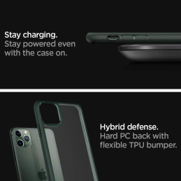 Spigen Ultra Hybrid dėklas iPhone 11 Pro - tamsiai žalias