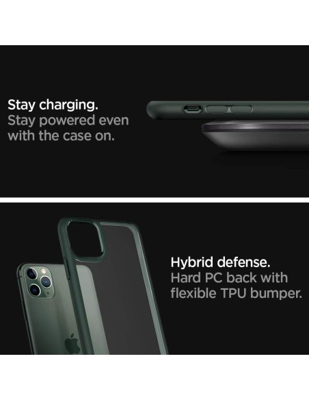 Spigen Ultra Hybrid dėklas iPhone 11 Pro - tamsiai žalias Spigen Ultra Hybrid dėklas iPhone 11 Pro - tamsiai žalias