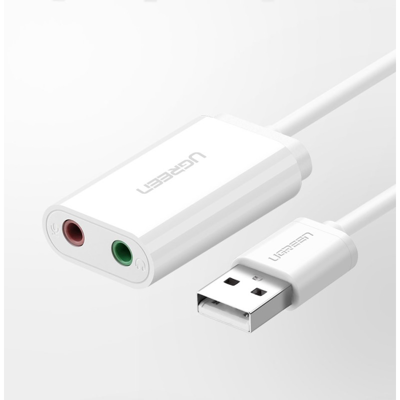 Ugreen išorinė muzikos garso plokštė USB adapteris - 3,5 mm mini lizdas 15 cm juodas (30724)