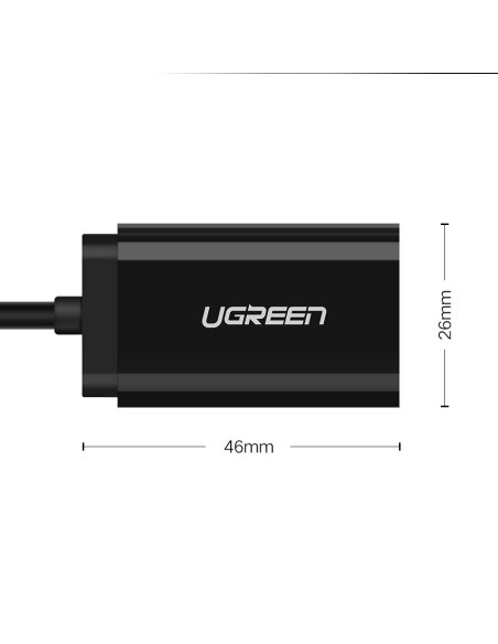 Ugreen išorinė muzikos garso plokštė USB adapteris - 3,5 mm mini lizdas 15 cm juodas (30724) Ugreen išorinė muzikos garso plokštė USB adapteris - 3,5 mm mini lizdas 15 cm juodas (30724)