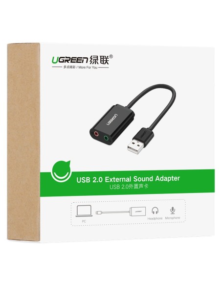 Ugreen išorinė muzikos garso plokštė USB adapteris - 3,5 mm mini lizdas 15 cm juodas (30724) Ugreen išorinė muzikos garso plokštė USB adapteris - 3,5 mm mini lizdas 15 cm juodas (30724)